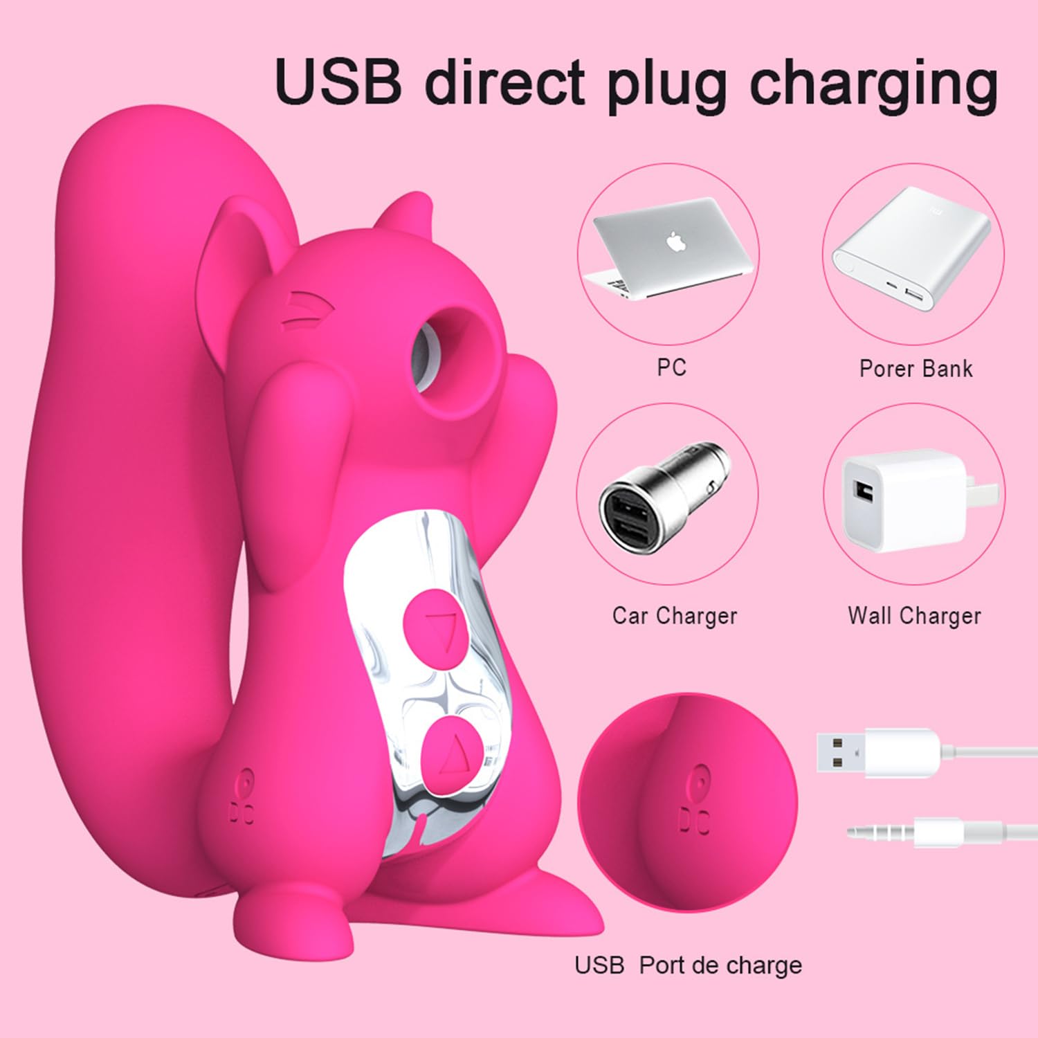 squirel sex toy Wild Ride Pink 5 Function Rechargeable Waterproof Suction Massager 4.2 Inch  - Hott Love Extreme main image 1