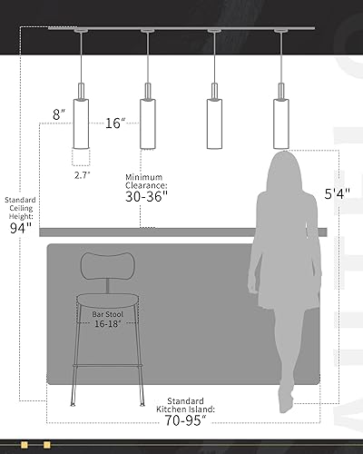 Miniatura 5 de AUTELO Paquete de 2 lámparas colgantes, luces colgantes de oro cepillado, isla de cocina, luces colgantes de vidrio cilíndrico vintage, luz colgante