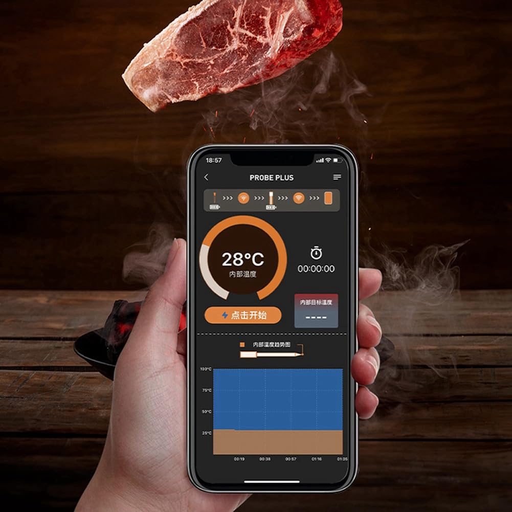 TermóMetro Inteligente para Carne para Asar con Directo, Bluetooth de Alcance, CoccióN de PrecisióN, para Barbacoa/Parrilla/Cocina