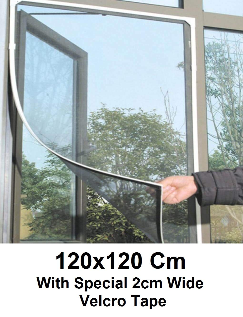 APS Choice Window Mesh Screen/Curtain for Steel Framed Window || 4/4ft(120/120cm) 47/47in(Black Color) Window Net ||Insect Repellent ||(1 Unit) Insect Fly Bug Mesh Screen- Velcro Model — Amazon image 2