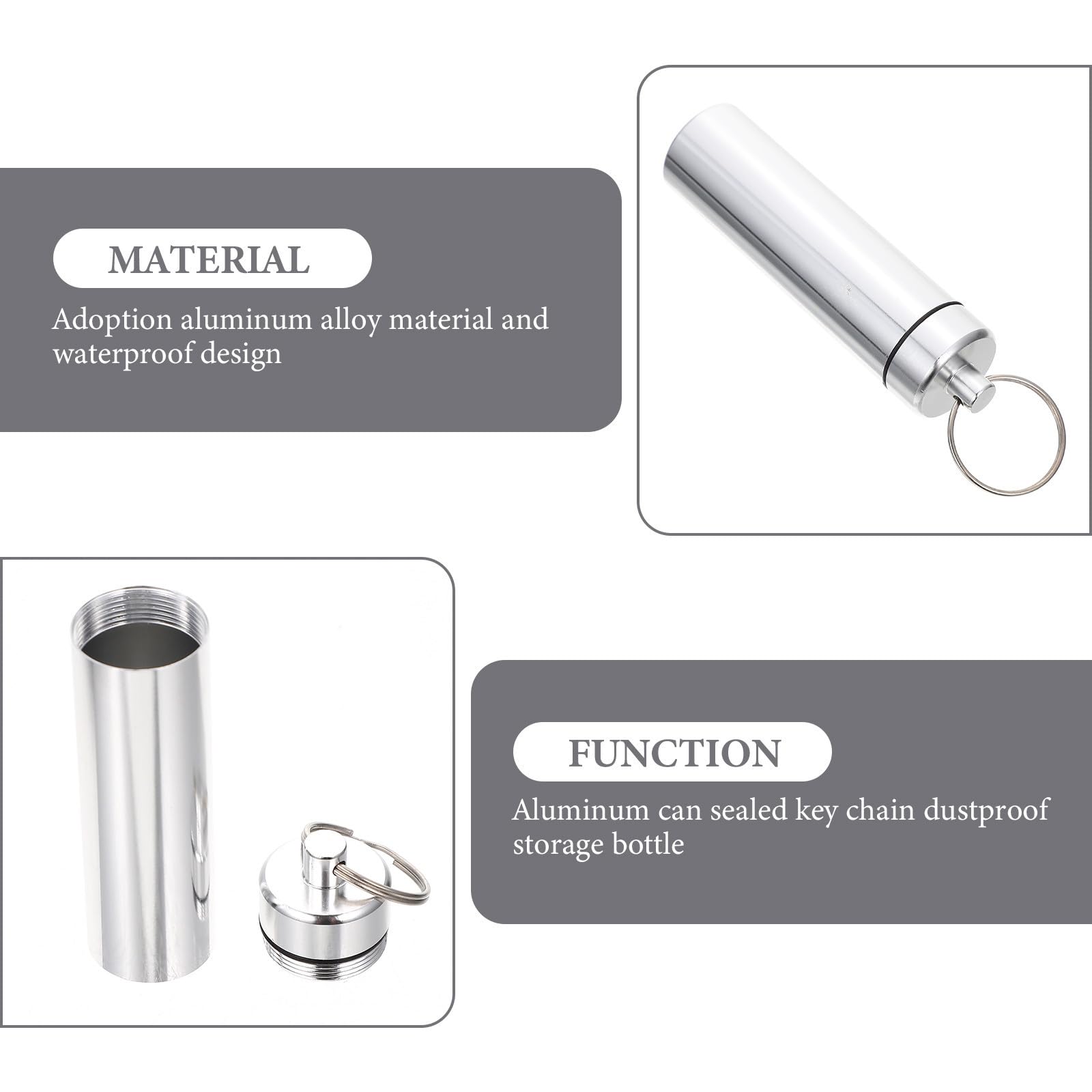 Contenedor de Almacenamiento Pack de 3 Unidades de Aleación de, Color Plata para Hisopos y Palillos de Dientes Adecuado para y Llavero