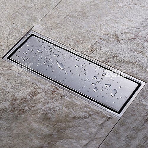 Zoic Linear Stealth Tile Insert Floor Grate Bathroom Shower Waste Drain 304 Stainless Steel Side Outlet 23.62 Inches (600Mm) #TOP1