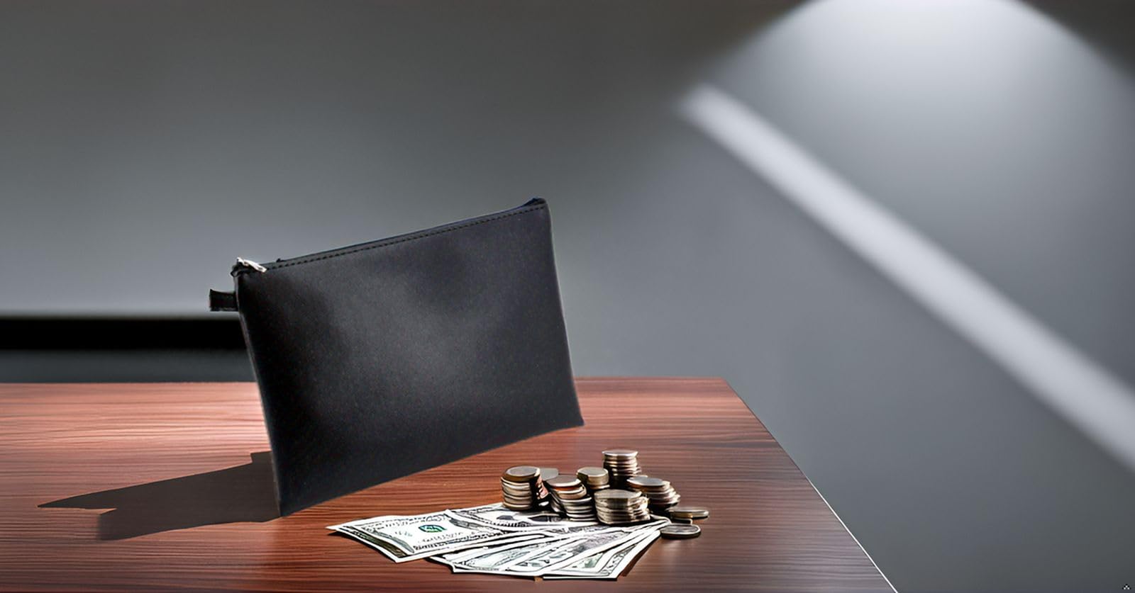 Alassio Bolsa para billetes de banco piel cierre de cremallera 23 x 16 cm negro