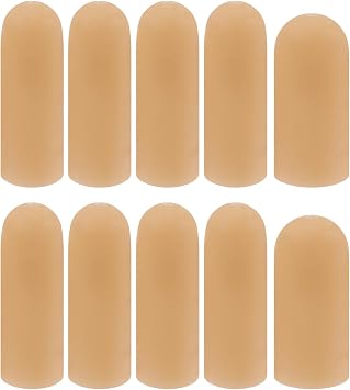 10 Pack Gel Finger Cots, Fingertip Bandages, Silicone Finger Protectors, Finger Covers for Cracked Fingertip Treament, Finger Arthritis 10