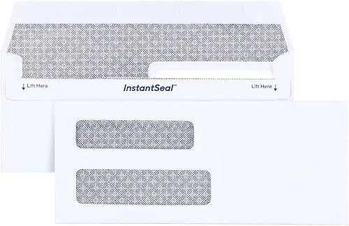 Staples Sobres de cartas de negocios #8, doble ventana, teñido de seguridad, cierre autosellado, 8-58 x 3-58 pulgadas, paquete de 500, color blanco