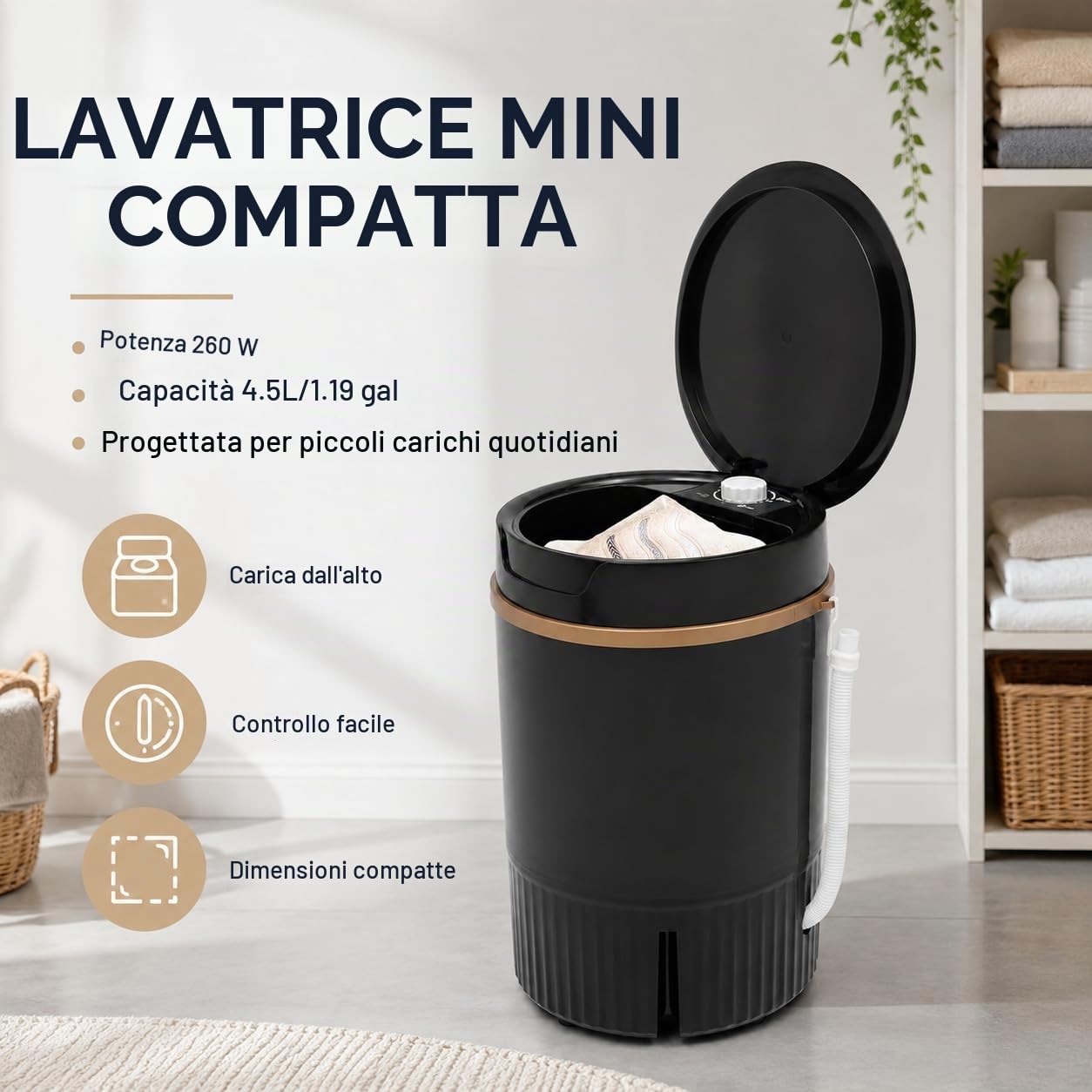 Lavatrice Portatile Mini Lavatrice 4,5L Lavatrice Da Campeggio Con Centrifuga E Cesto Di Disidratazione Lavatrice Piccola Lavatrice Da Viaggio,Usato Per Famiglie, Alberghi, Campeggi