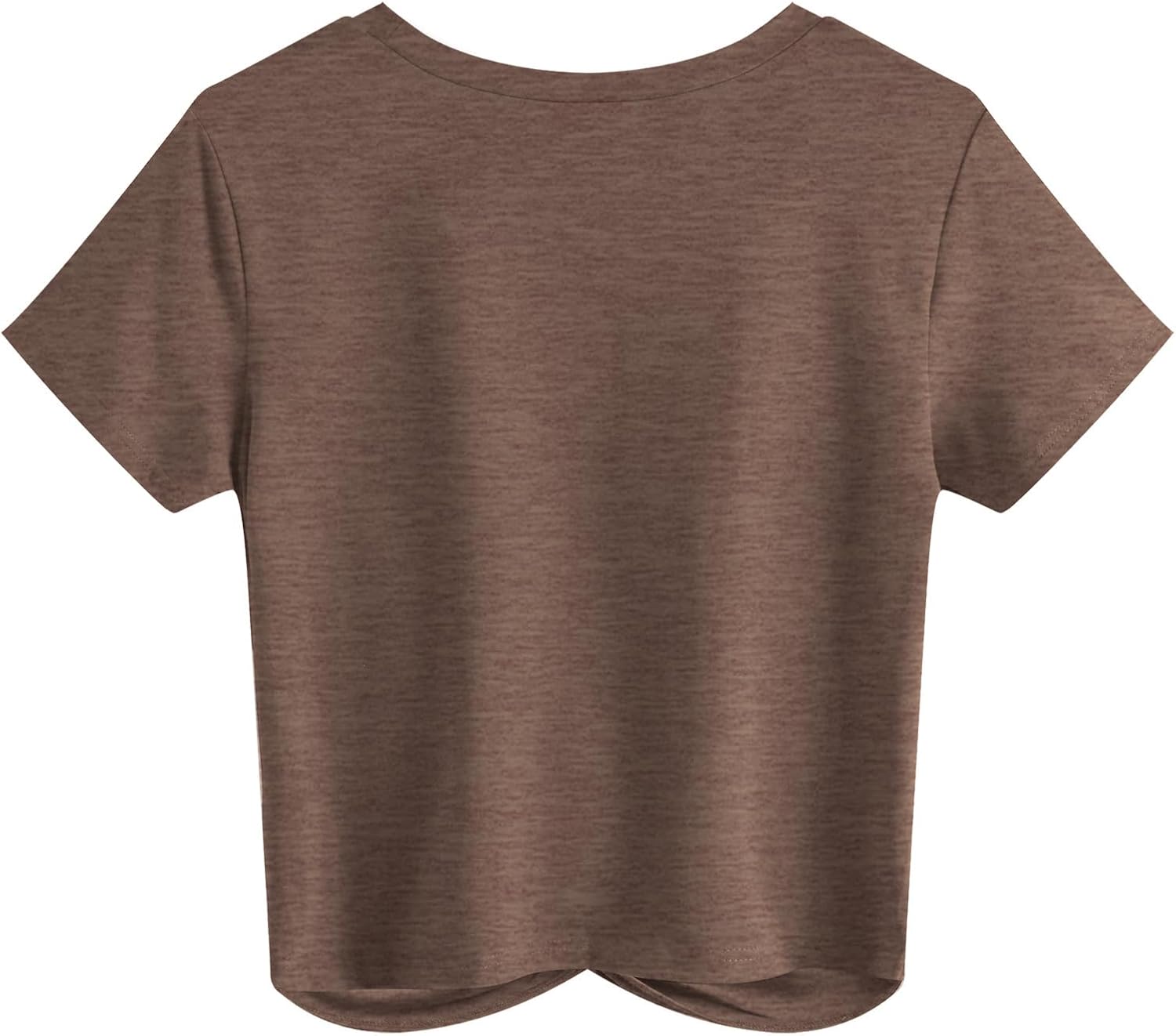 JINKESI Women's Summer Causal Short Sleeve Blouse Round Neck Crop Tops Twist Front Tee T-Shirt - Image 3