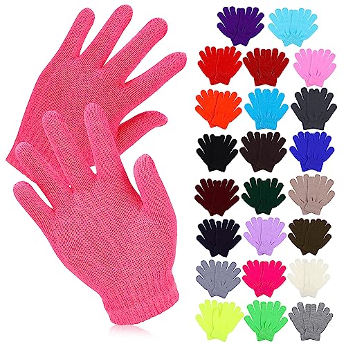 PartyKindom 24Pairs Full Finger Knitting Gloves Warm Winter Mittens Lightweight Comfortable for Boys for Outdoor Activities and Daily Use