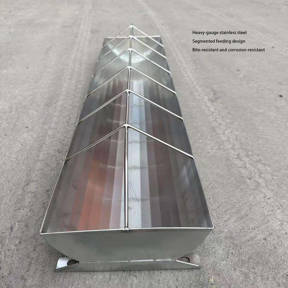 Karmnik dla drobiu, metalowa korytka karmienia kurczaków karmniki kaczek na zewnątrz ze stali nierdzewnej hodowlanych do karmienia kóz i świń na zewnątrz,Silver,L100*H10*W24