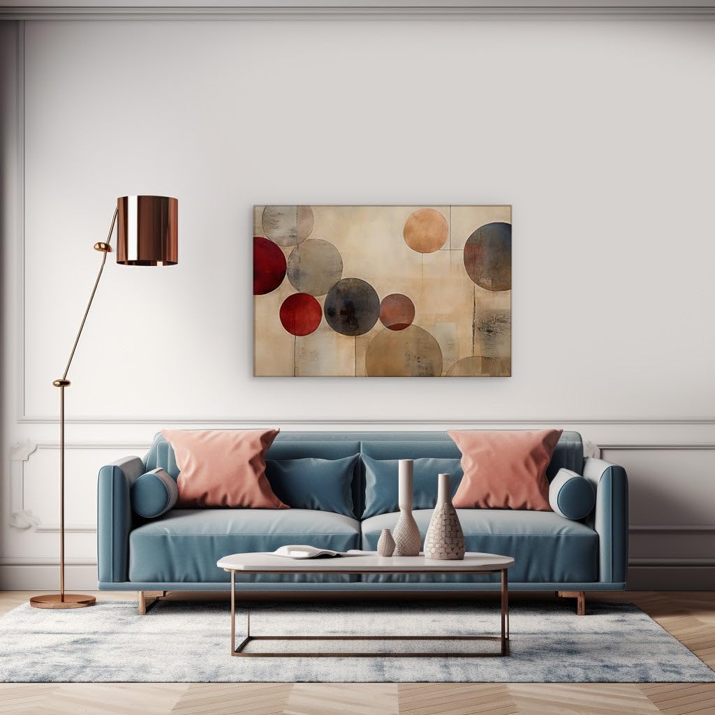 Canvas for Living room. Mystical Patterns in Abstract Harmony: Exploring Depth and Ambiance in Circular Artistry, 27 x 18 inch Canvas Wall Art - Contemporary Masterpieces - Modern Home Decor
