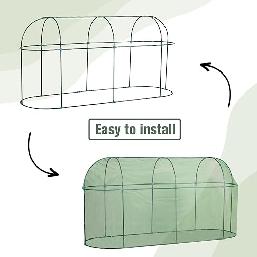 Miniatura 7 de BPS Jaula de cultivo de 10 x 33 x 5 pies tienda de campaña de protección vegetal cubierta de red de jaula de frutas de invernadero para plantas