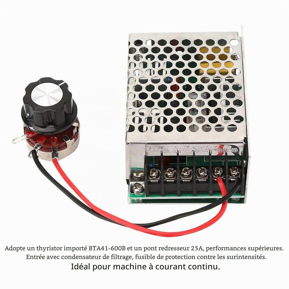 Régulateur de Moteur à Courant continu, 220V AC Contrôleur de Vitesse DC 4KW Contrôleur de Vitesse DC Contrôleur de Moteur DC entrée monophasée AC 220V Sortie
