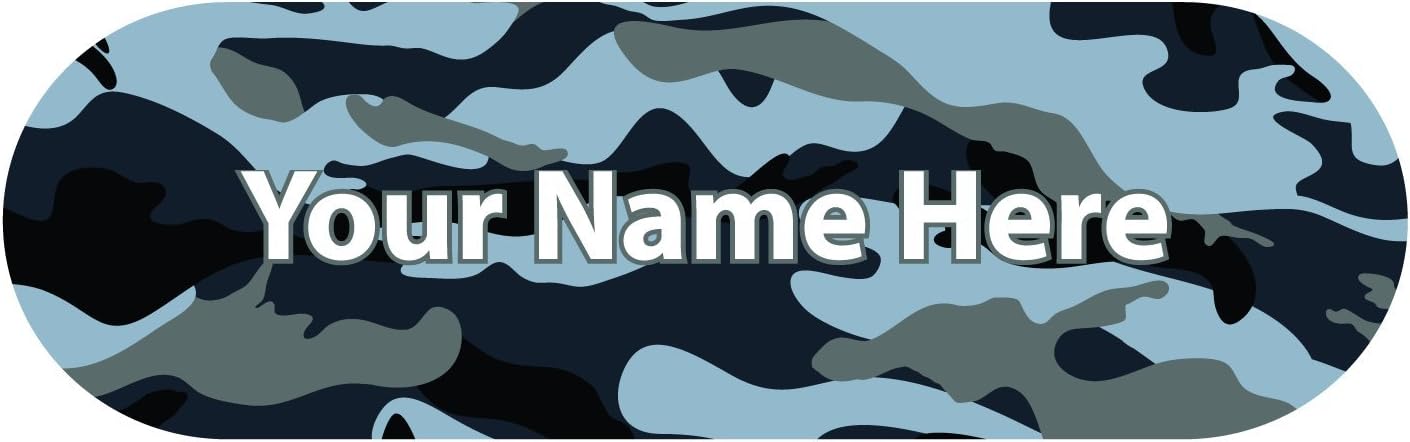 Name Labels, Camouflage Blue Stick on 40 Pack with Over laminates. Choose Your Label Colour!