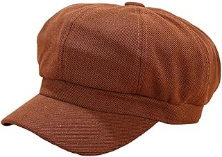 YDBTLBGH Invierno Sombrero Cálido Mujer Boina Sólido Color Clásico Retro Boina Otoño Artista Accesorios de Mujer Sombrero/Marrón/M
