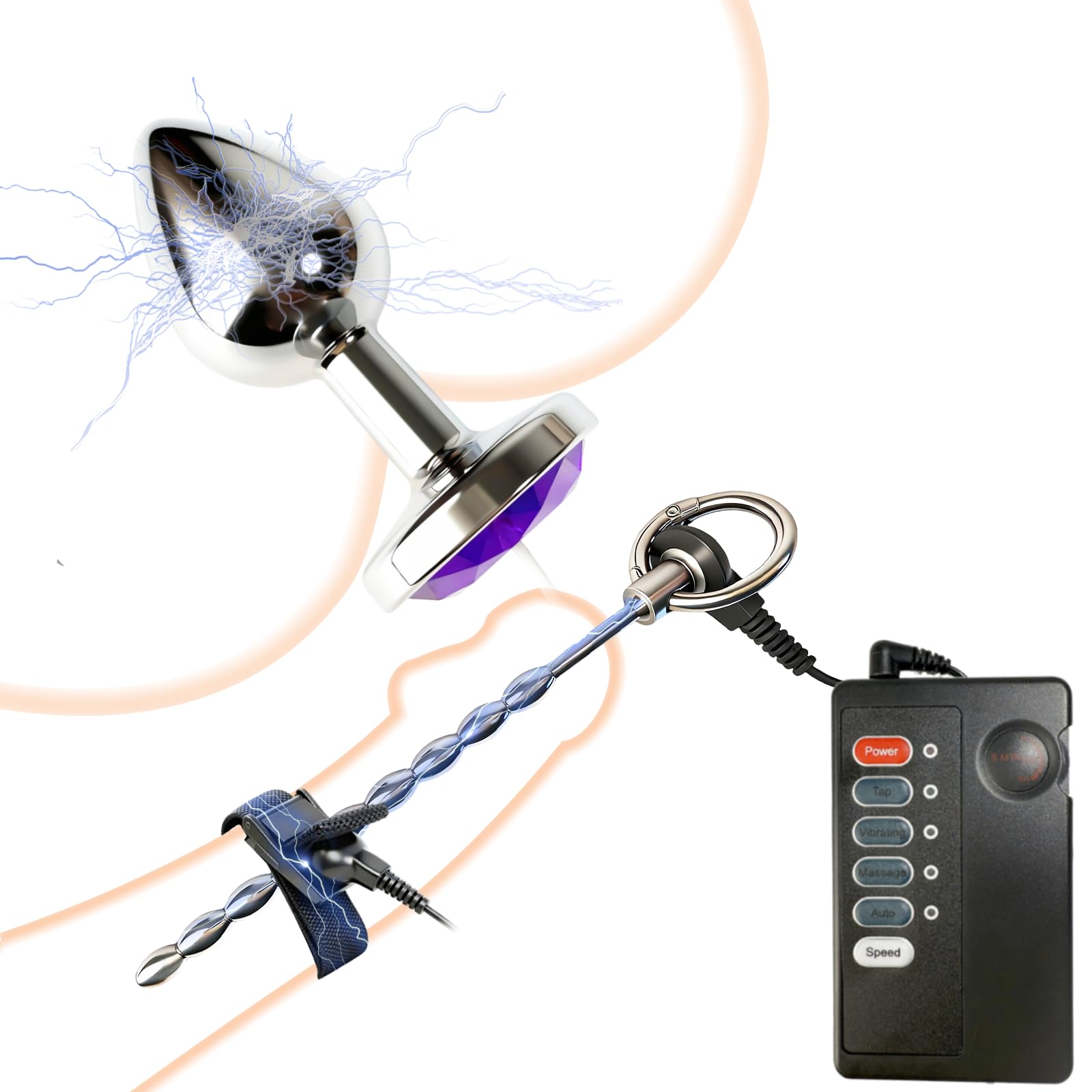 Set di Elettrostimolazione, Dilatatore Elettrico, Plug Uretrale con Scosse Elettriche e Plug Anale, Anello Penis Massaggiante con Masturbatore, Giocattoli Sessuali Fetish per Donne e Uomini