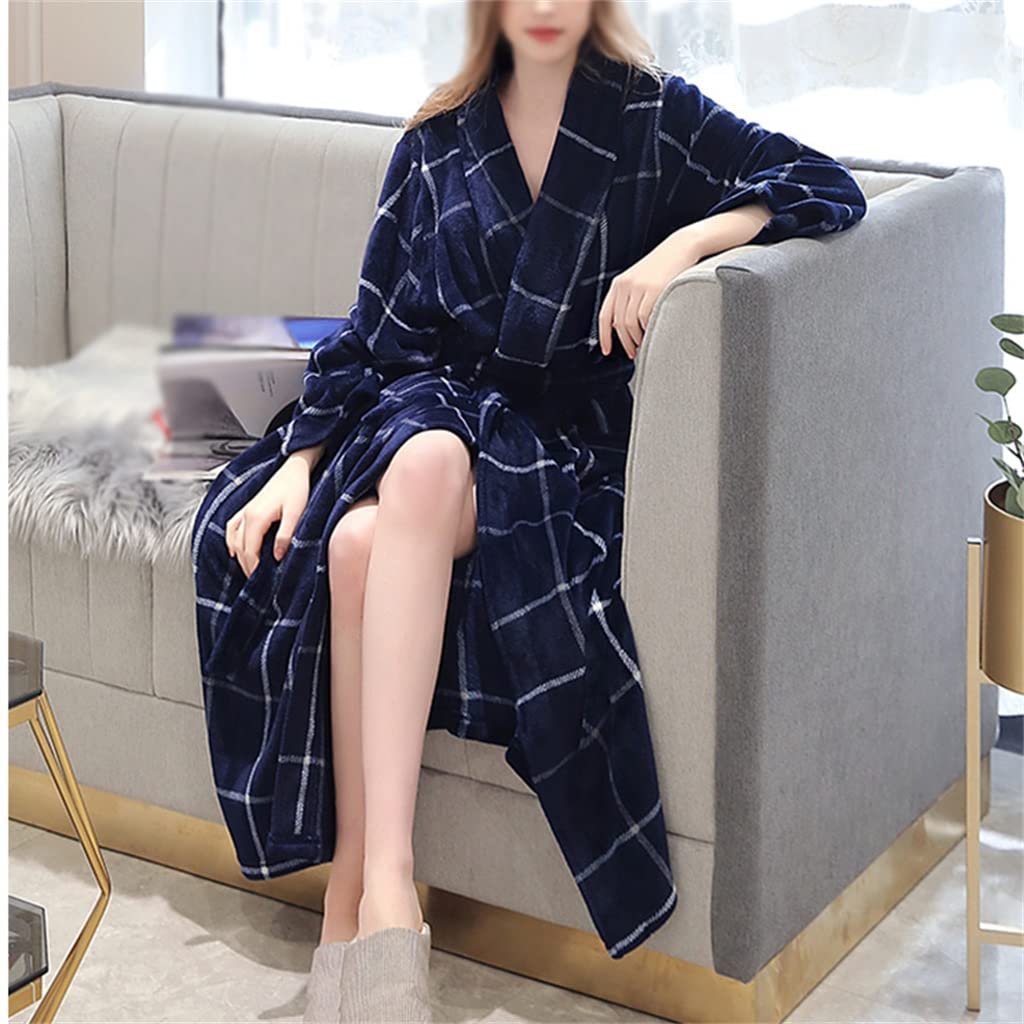 LMMSHA Męski długi, ciepły zimowy flanelowy szlafrok kimono Plus Size piżama dla miłośników kobiet