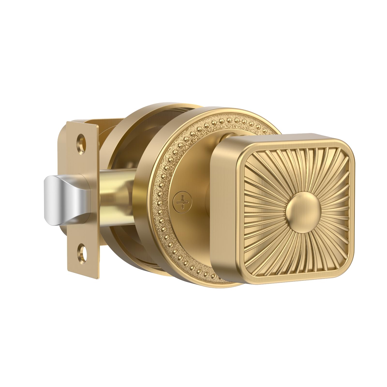 Antique Brass Door Knobs with Lock - 4 Pack -14
