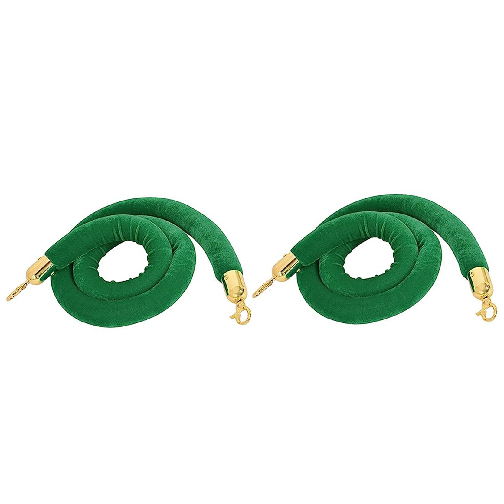 Corde en velours vert lot de 2 avec crochets dorés pour barrière