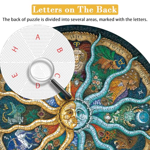 Rompecabezas Zodiac para Adultos de 1000 Piezas - Rompecabezas Circular de Horóscopo y Astrología, Desafiante Rompecabezas Mandala de Constelaciones para Adultos, 26,7 Pulgadas miniatura 5