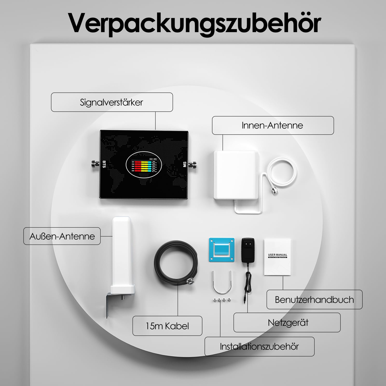 Mobilfunk Verstärker für Haus und Büro, 5G 4G LTE 3G GSM Handy Empfangsverstärker Signalverstärker Band 1/3/7/8/20 Mobilfunk Repeater für Alle Deutschen Netzbetreiber Vodafone O2 Telekom T-Mobile