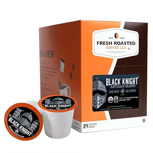 Fresh Roasted Coffee Caballero negro orgánico tostado oscuro Kosher de comercio justo compatible con K-Cup 24 cápsulas