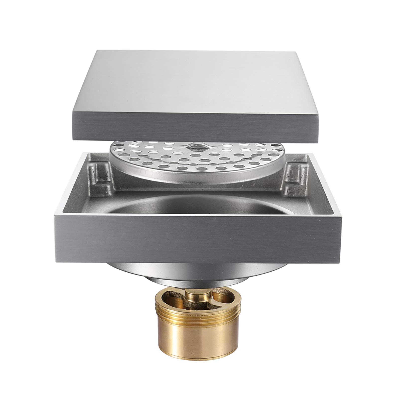 Siphon de sol noir pour douche à l'italienne moderne et balcon d'appartement