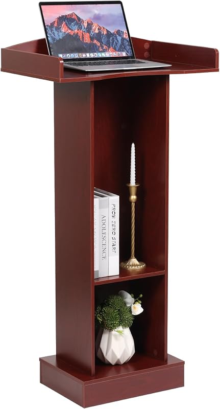 Podium Stand for Lectern Presentation Church Classroom, Pulpit with Wooden Heavy Base, Podium for Lecture, Wedding Speech