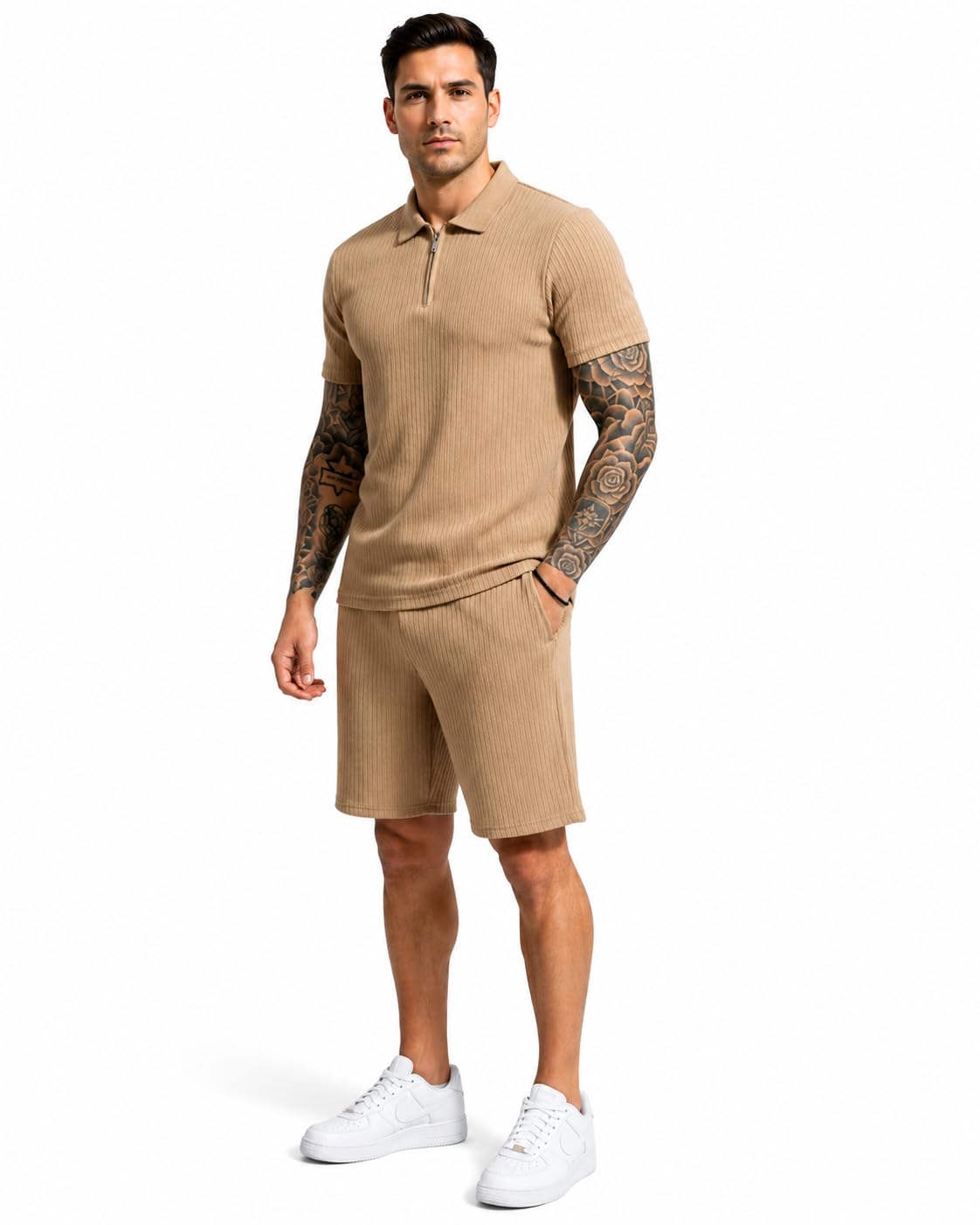 Men's Ribbed Polo Shirt and Shorts Co-ord Set-picture-14