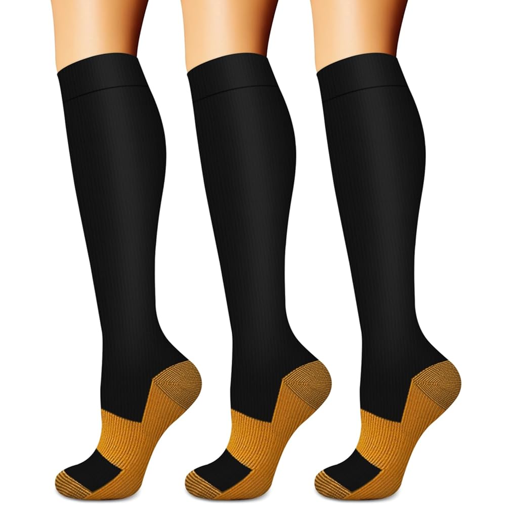 Compression Socks for Women & Men (3 pairs) - Best Support for Nurses, Running, Hiking, Recovery & Flight Socks