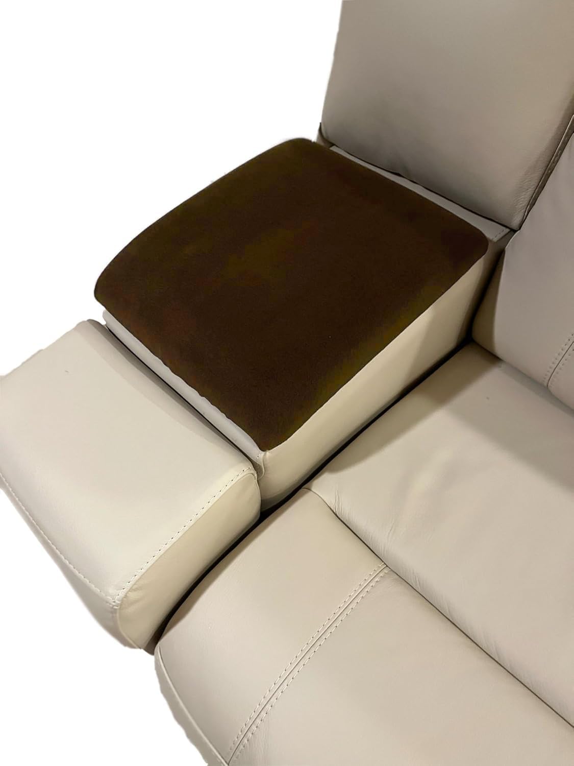Car Console Covers Plus Made in USA Sofa Console Protector – Stylish Fleece Console Cover, Protects from Wear & Stains, Hides Damage (Brown)