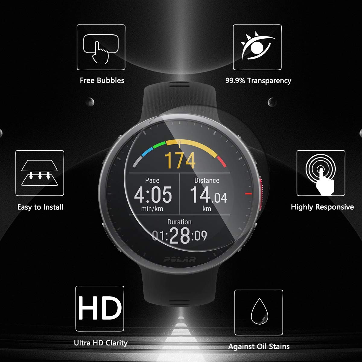 4x Displayschutz Für Polar Vantage M2 - 9H Hartglas Folien