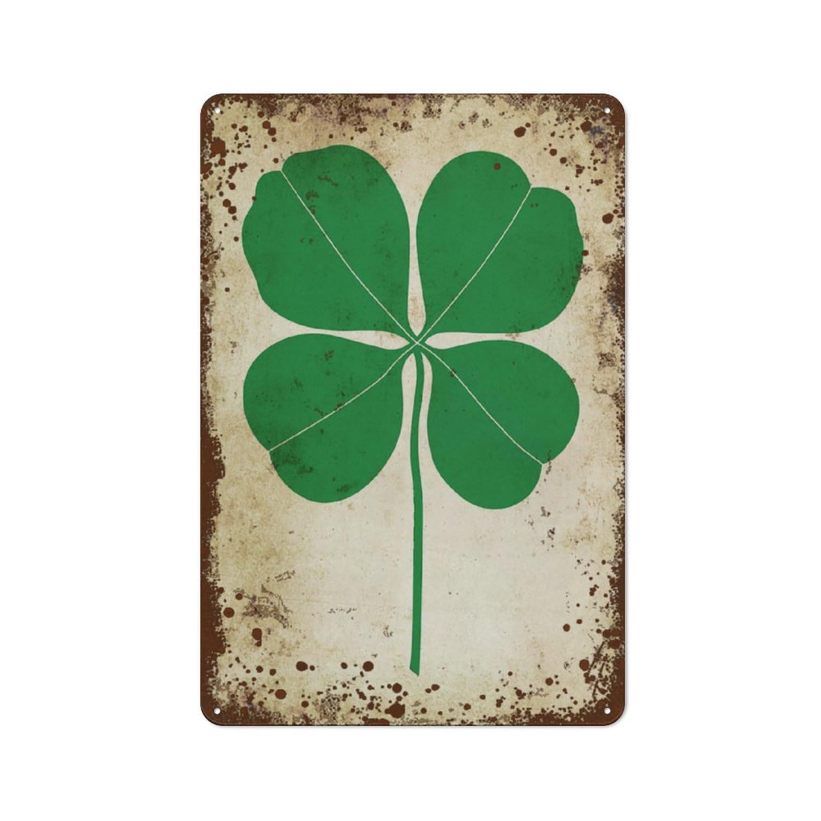 Kwqdozf Style 8X12 Inch Four Leaf Clover, Eclectic Wall Art, Green Rectangular Metal Tin