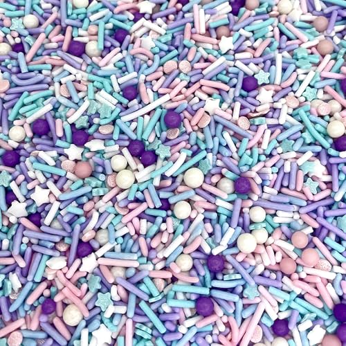 Image of Manvscakes, pink sprinkles, valentines, cake sprinkles, gluten free, cookies, chocolate, fondant, princess topping, ice cream, edible, dessert decoration (Pink Blue)