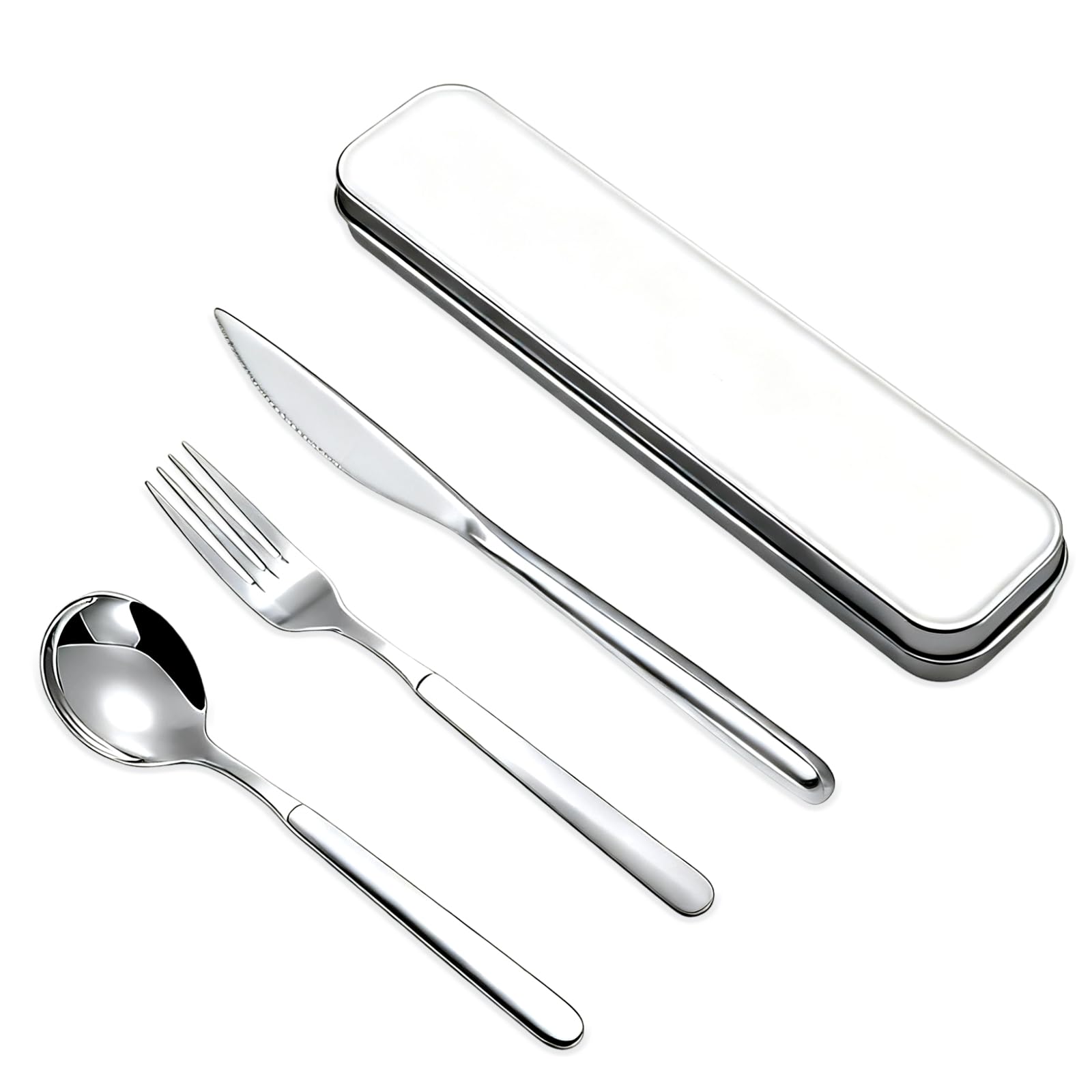 Outlery - Set di posate da viaggio in acciaio inox (colore | WhichOne