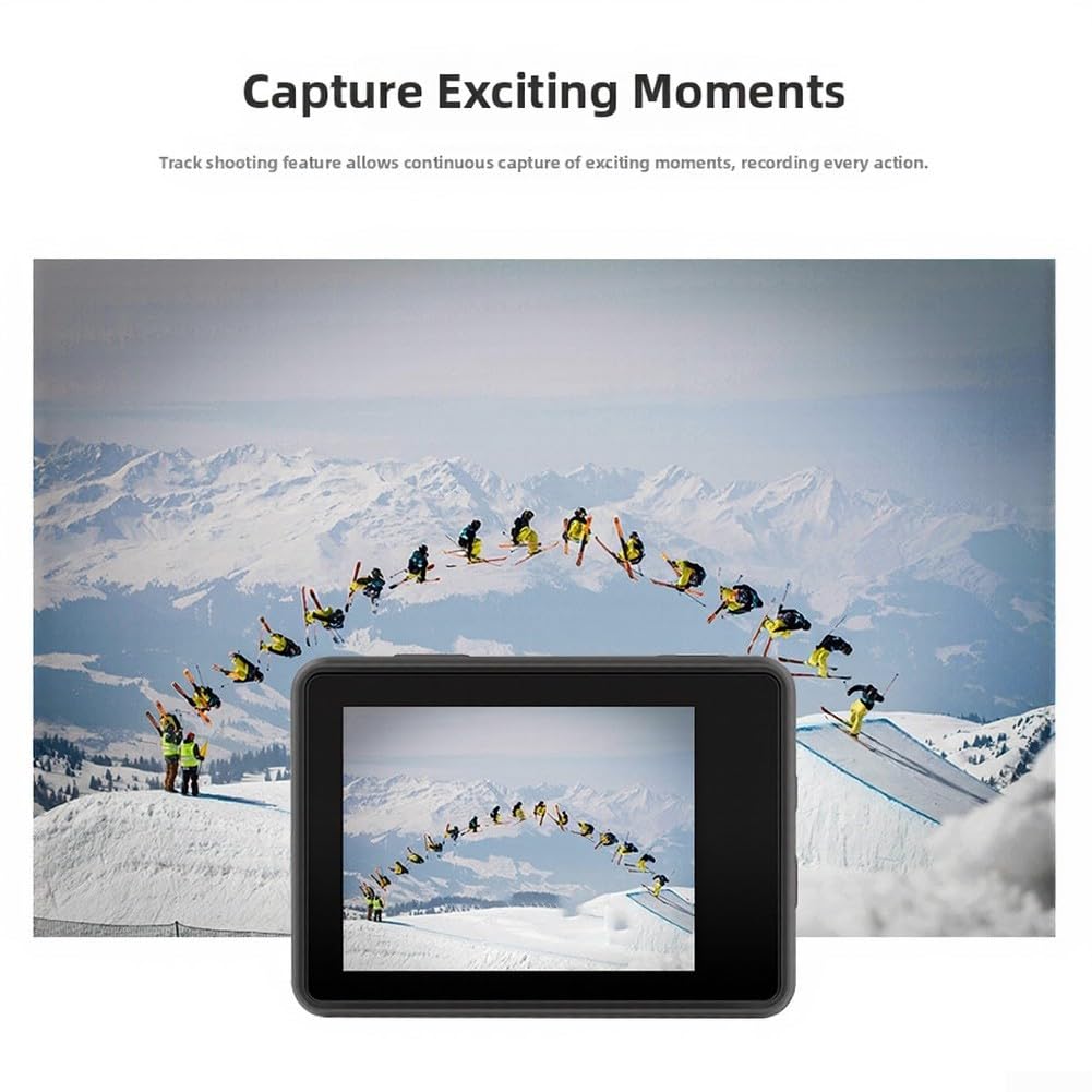 Per Ultra HD 4k Action Camera con Grandangolo Vista E Stabilizzazione Tech Dual Screen Funzionalità Per Avventure E Uso Auto Finitura Nero