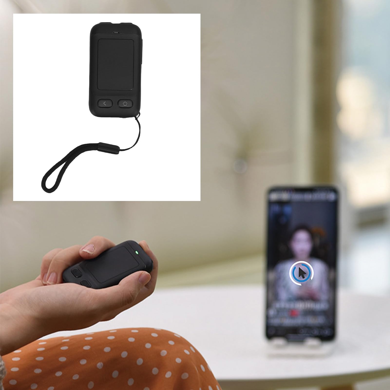 2 Key Bluetooth -Fernbedienung, Drahtlose Kamera -Verschluss und Page Turner mit 20 -tägiger für Android -Telefon -Tablet -Präsentation (Black)
