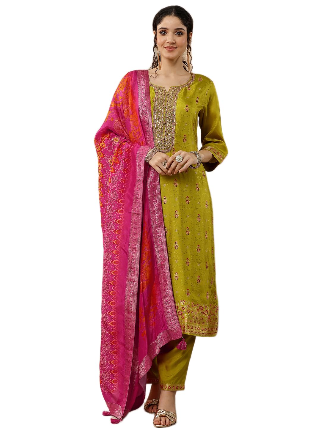 libas Self Design Silk Blend Straight Kurta With Trousers and Dupatta | daily wear suit-picture-30