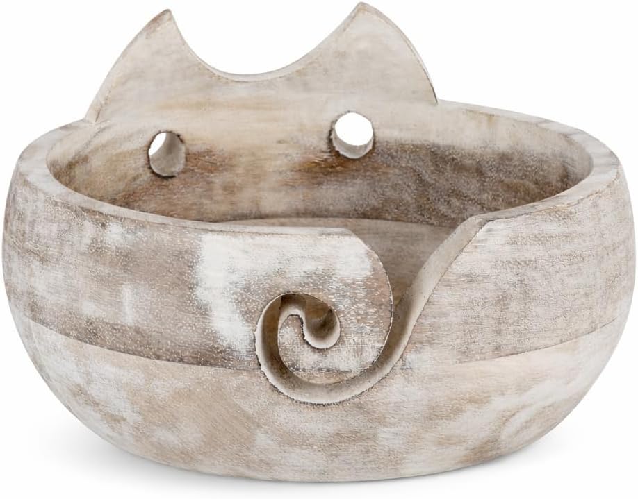 Birthday Gifts for Women Wooden Yarn Bowl Knitting Bowl Large Crochet Yarn Holder Handmade Crocheting Accessories and Supplies Organizer 7 x 3 Retirement Gift For Crochet Lovers