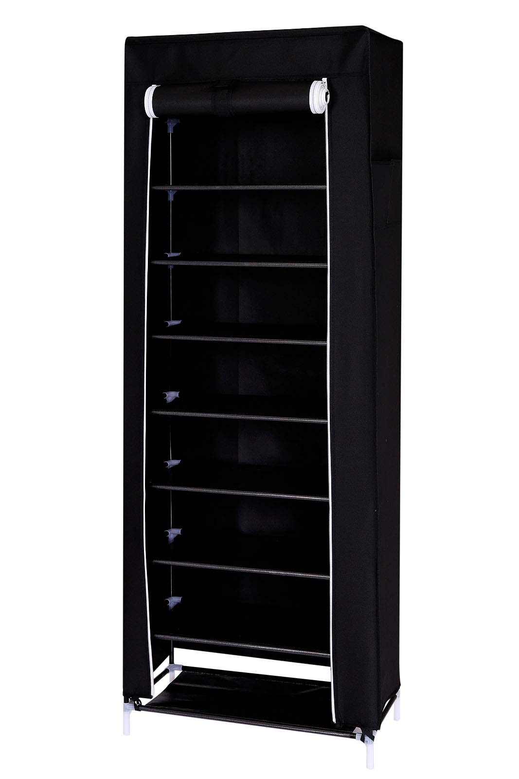 Tavora Szafa składana z flizeliny, 60x30x160 cm, oddychająca i oszczędzająca miejsce tekstylna szafa z praktycznymi półkami i stabilnym drążkiem na ubrania, higieniczna i łatwa w czyszczeniu, czarna