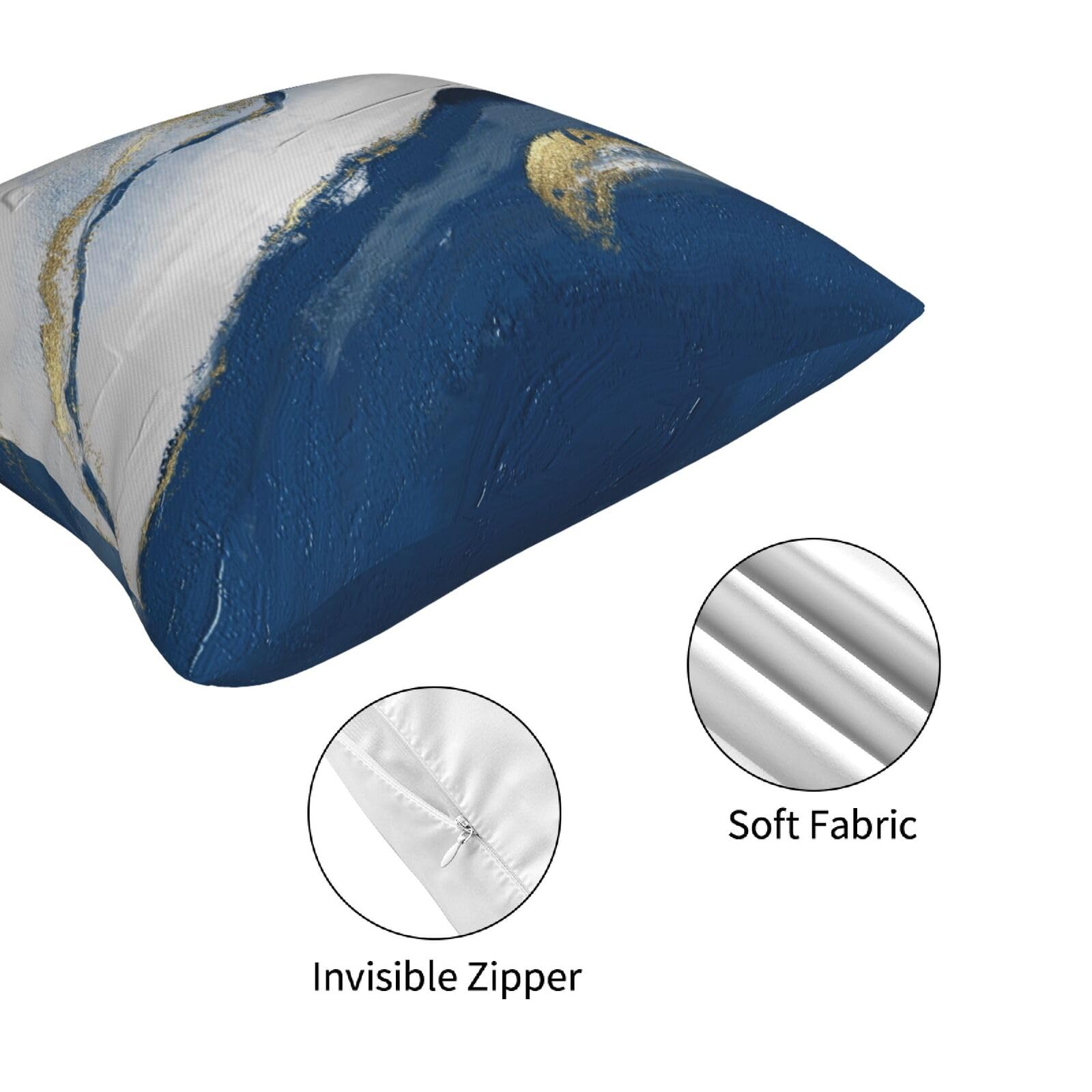 Set Of 4 Decorative Throw Pillow Covers 18x18 Inch, Modern Dark Blue Abstract Oil Painting Art Square Pillows Cover Case For Cushions Sofa Bed Cushion Living Room Farmhouse Outdoor Decoration… 3