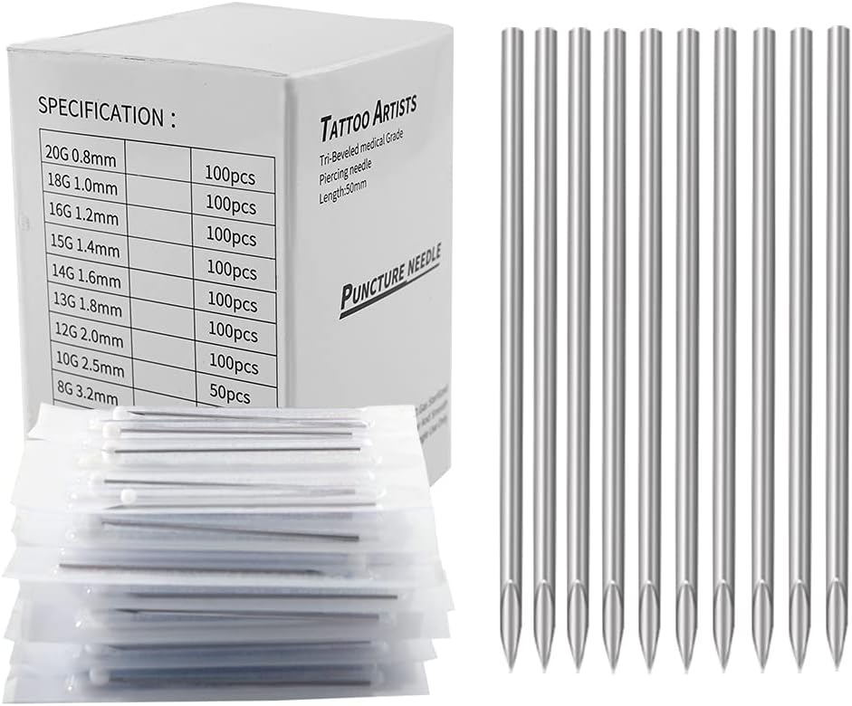 Piercing Needles - LQ 100Pcs 16G Body Piercing Needles Disposable Professional Piercing Needles for Body Ear Navel Nose Lip Nipple (16G 100PC)