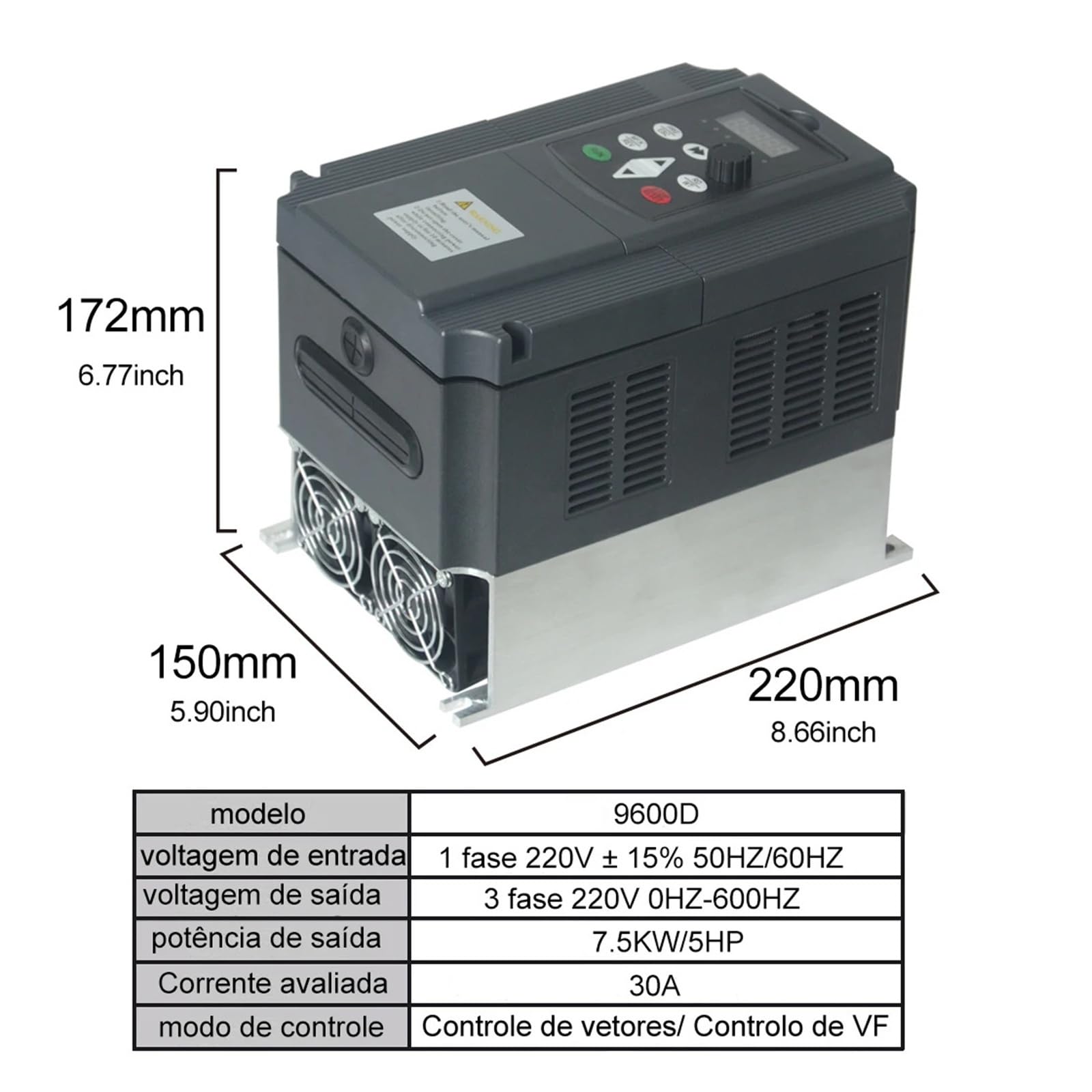 Variateur de fréquence VFD 2,2kW à 55kW, variateur de vitesse 380V/220V Protections multiples(380V,7.5KW)