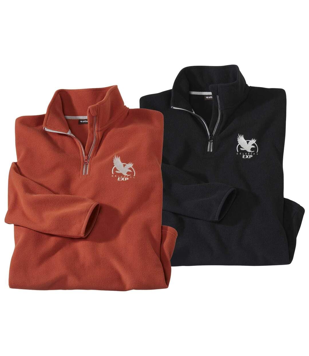 ATLAS FOR MEN - Set di 2 Maglioni in Pile da Uomo - Ultra Leggero e Caldo - Maglione a Collo Alto con Zip - Ideale per l'inverno/Viaggio - Disponibile in Taglie Grandi