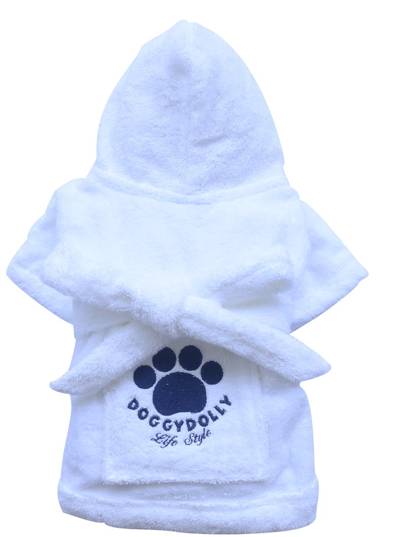 Doggy Dolly BD030 Big Dog Bademantel für Große Hunde, weiß, Größe : XS