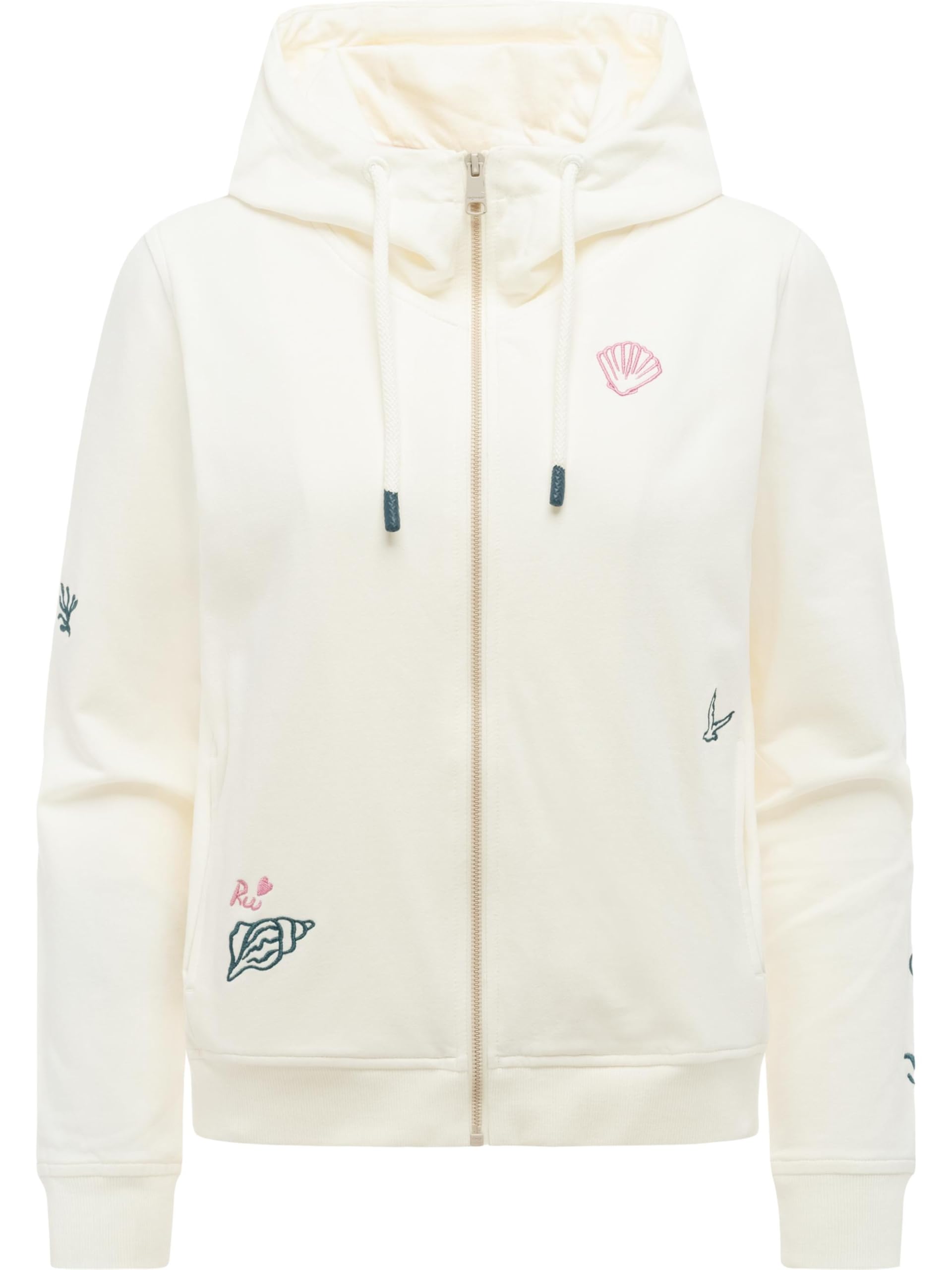Ragwear Veste de survêtement courte zippée pour femme avec capuche réglable et broderies tendance Parya Embro XS à XXL