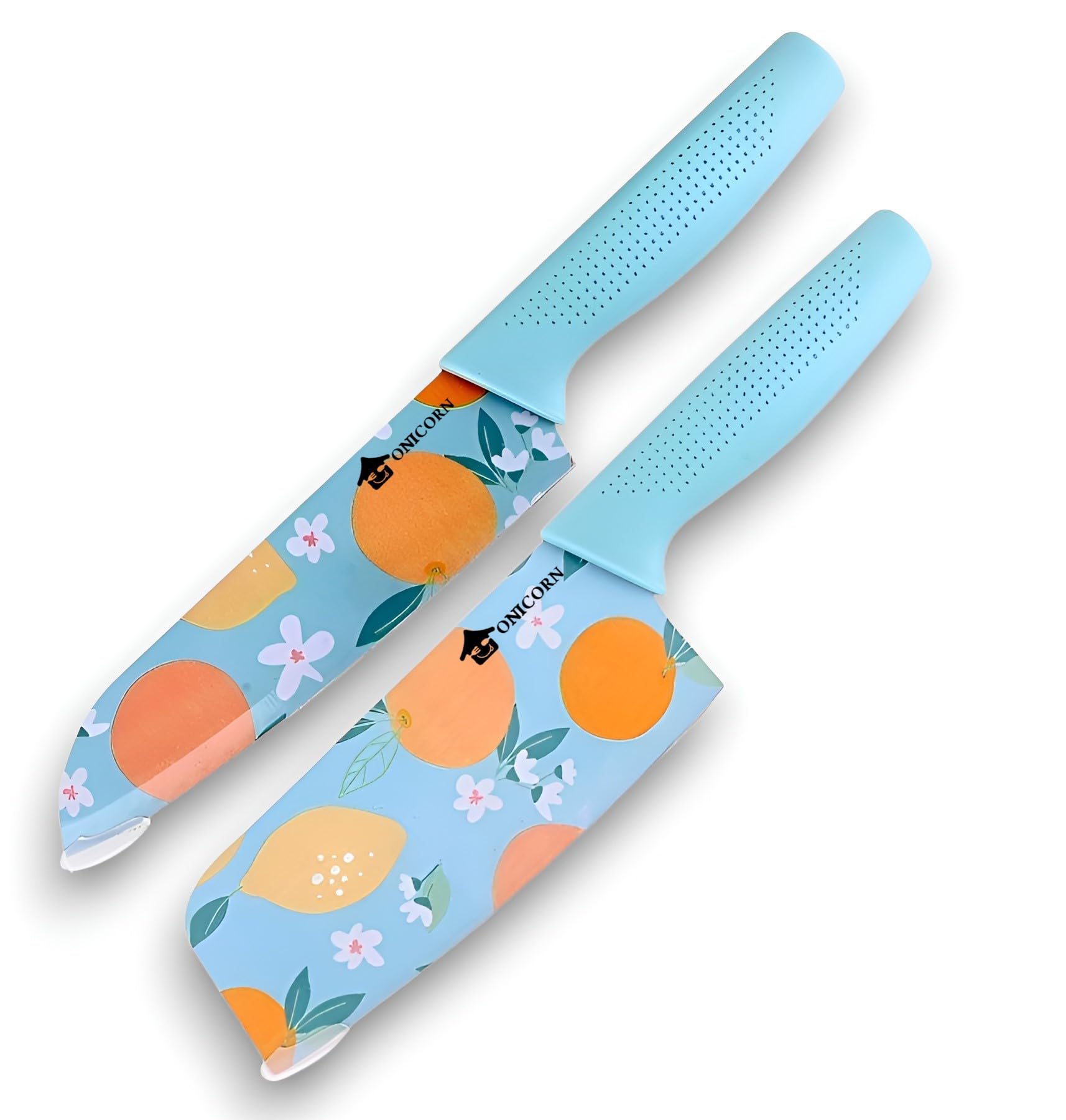 ONICORN® Stainless Steel Blade Kitchen Knife Set & Non-Slip Handle, santoku & Chefs Knife with Colorful Non-Stick Coating, for Vegetable Cutting & Chopping (Knife M-B/M-C Pack of 2) (B0CG9PLWNQ) Amazon Price History, Amazon Price Tracker