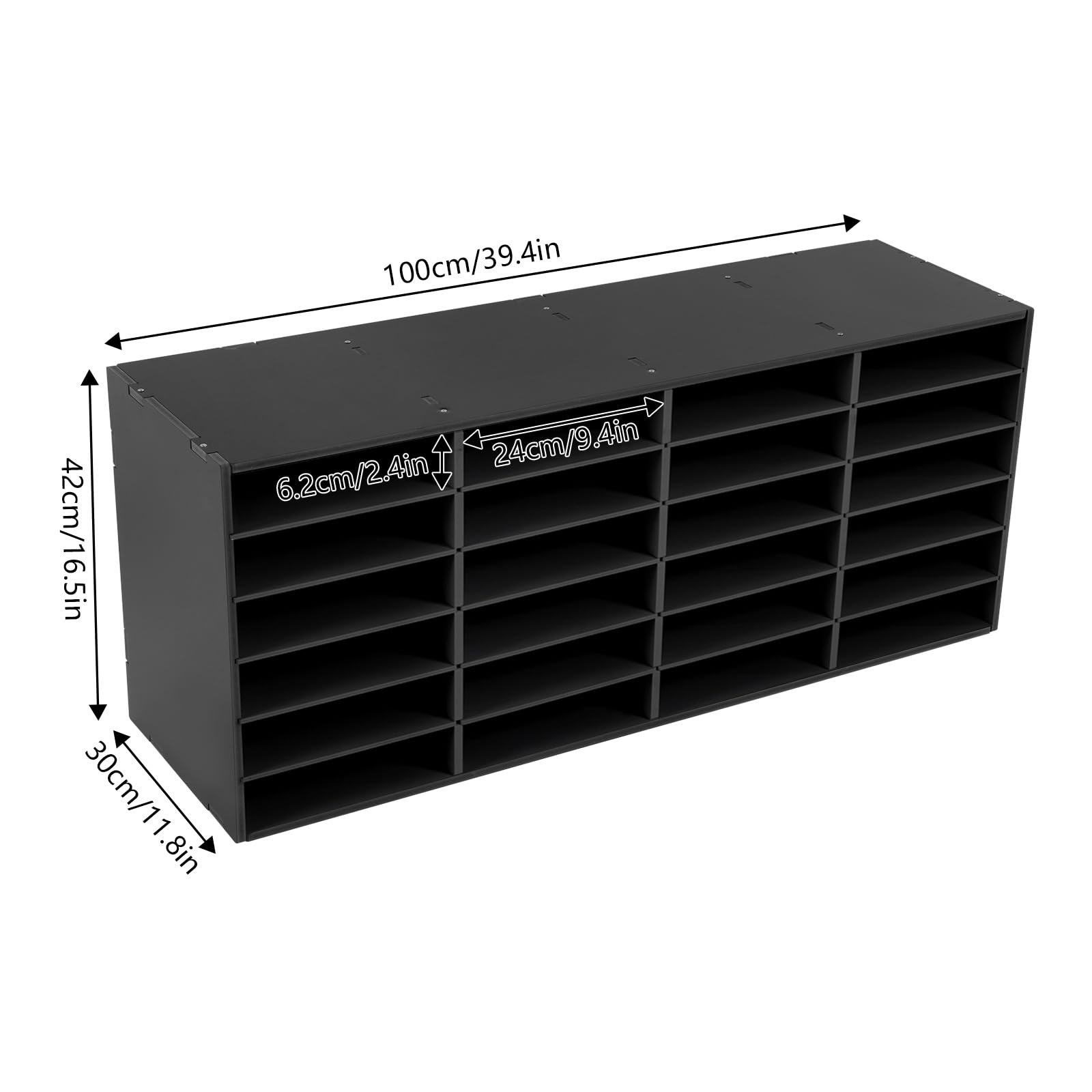Briefablage 24 Fächer – Dokumentenablage Aus PVC, 100x30x42 Cm, Für Büro & Zuhause