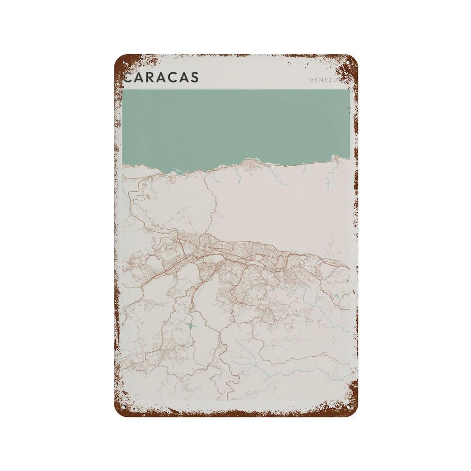 xiaoxiaoshen Caracas Map Venezuela Travel Gift Minimalist (2) Wall Decor Art Metal Tin Poster Modern Home Decor Art Home Bar Shop Decorations Vintage Sign 30x20cm