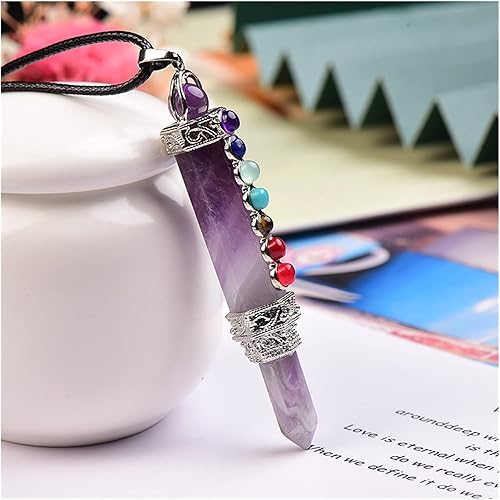 Feng Shui Decorar 1PC Piedra Natural Lápiz Punto Péndulo Para La Radiestesia 7 Varita Reiki Cuarzo Cristal Colgante Péndulo Regalo Espiritual Crudo