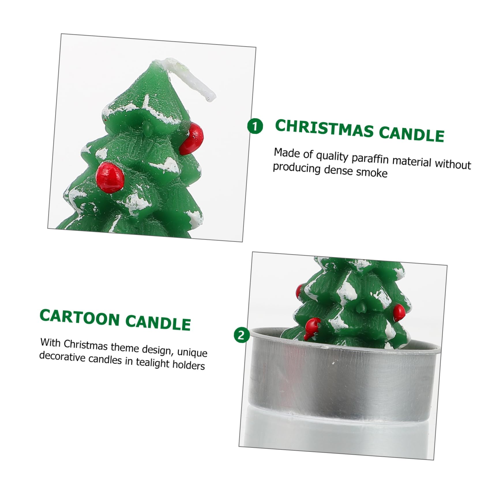 CORHAD 3pcs Christmas Tree-Shaped Candles Decorative Atmosphere Candles for Home Cafe Restaurant Holiday Parties Quality Paraffin Wax Lovely Festive Decor